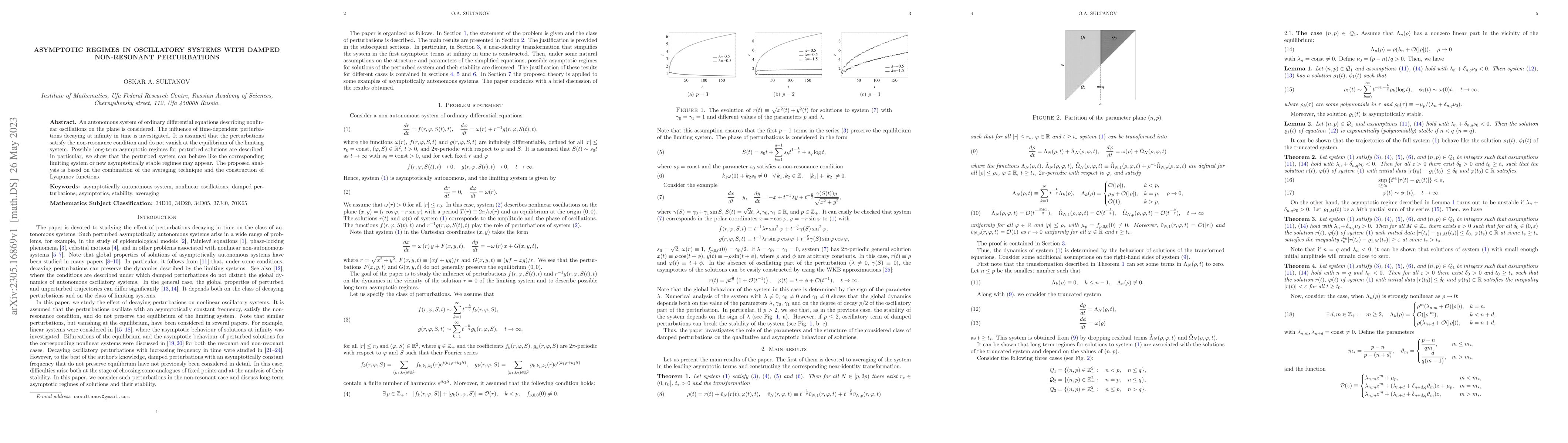 Thumbnail for Asymptotic regimes in oscillatory systems with damped non-resonant
  perturbations