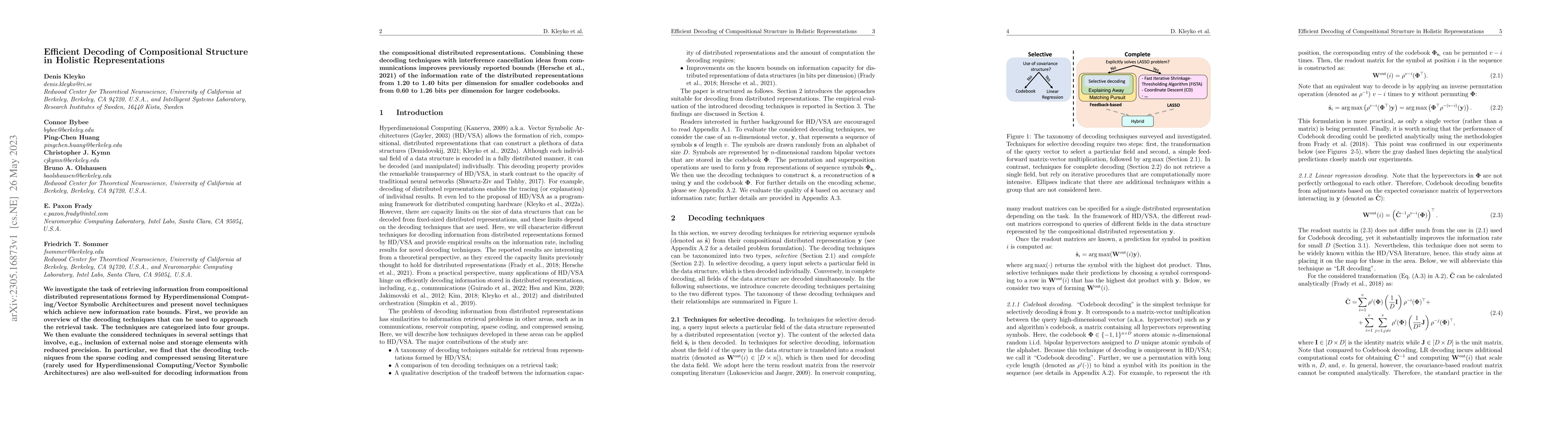 Thumbnail for Efficient Decoding of Compositional Structure in Holistic
  Representations