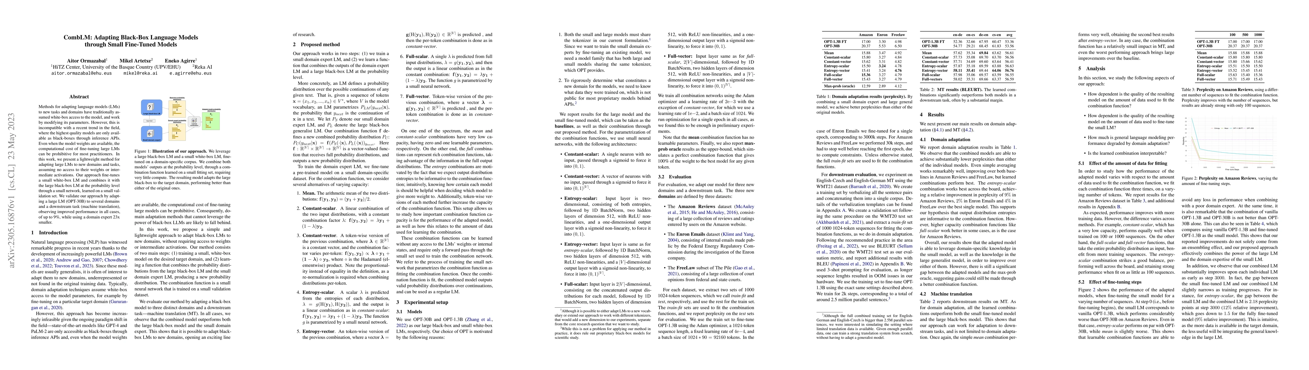 Thumbnail for CombLM: Adapting Black-Box Language Models through Small Fine-Tuned
  Models