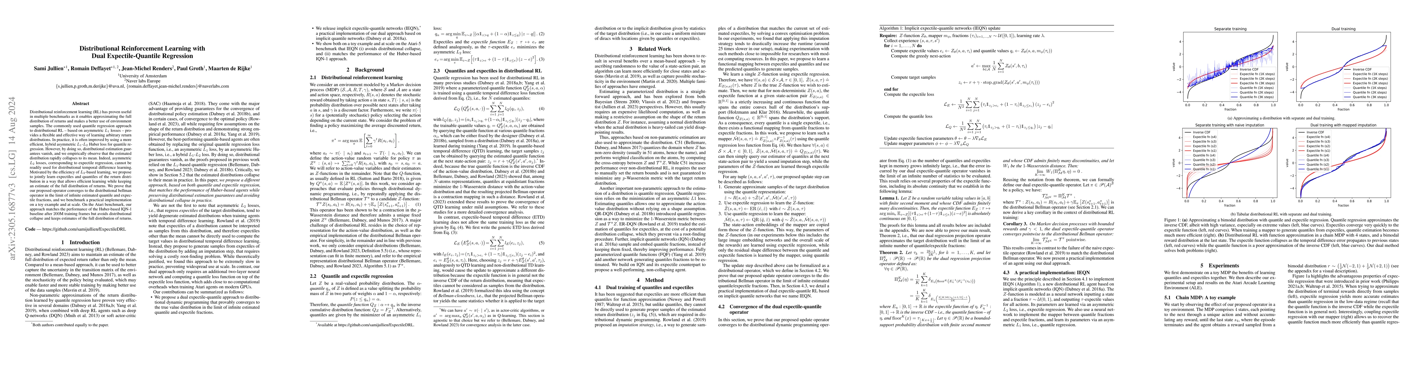 Thumbnail for Distributional Reinforcement Learning with Dual Expectile-Quantile
  Regression