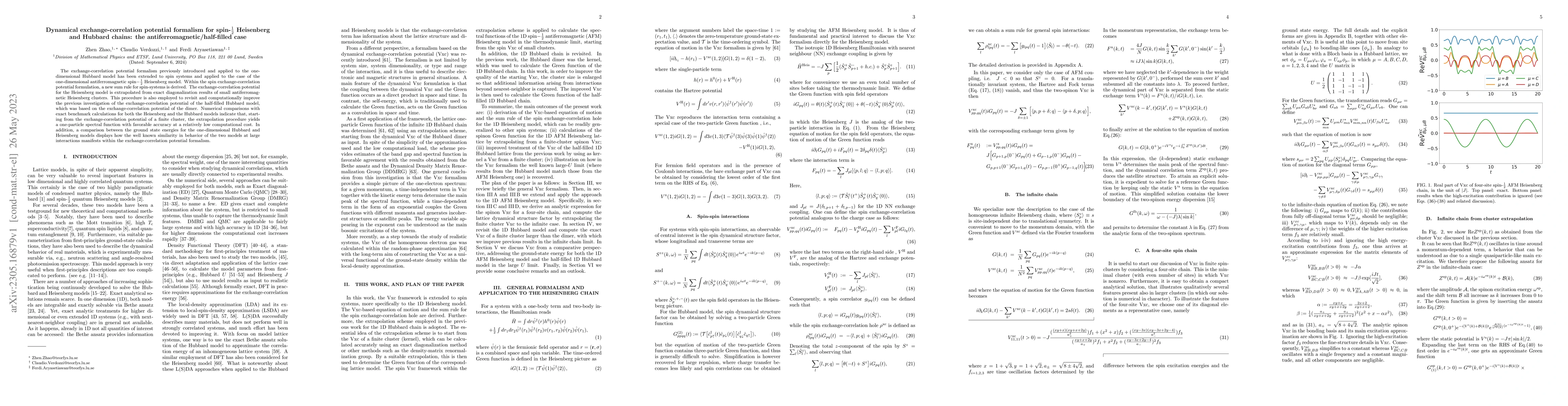 Thumbnail for Dynamical exchange-correlation potential formalism for
  spin-$\frac{1}{2}$ Heisenberg and Hubbard chains: the
  antiferromagnetic/half-filled case