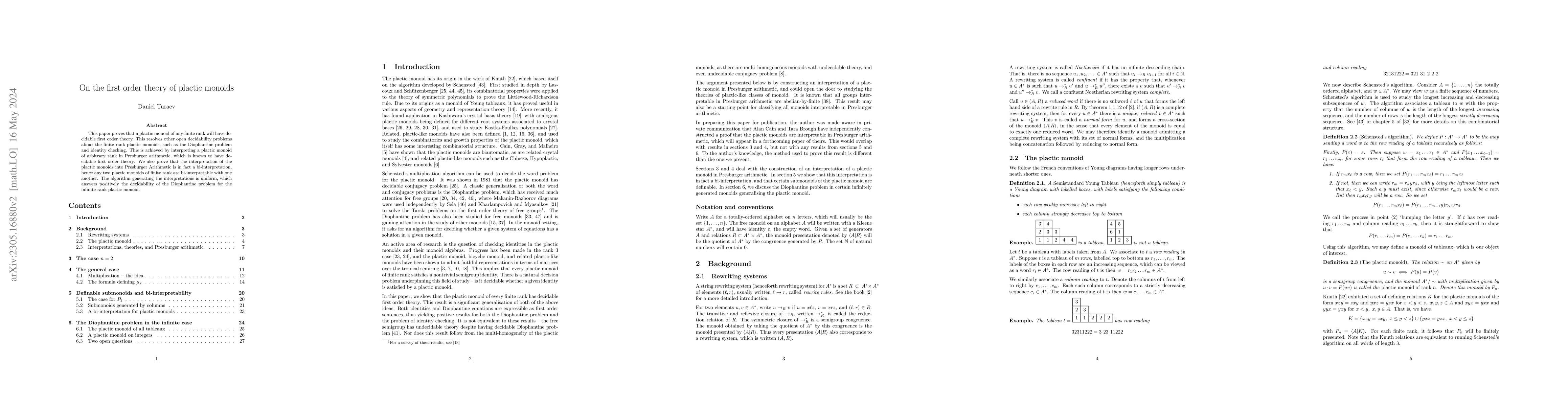 Thumbnail for On the first order theory of plactic monoids