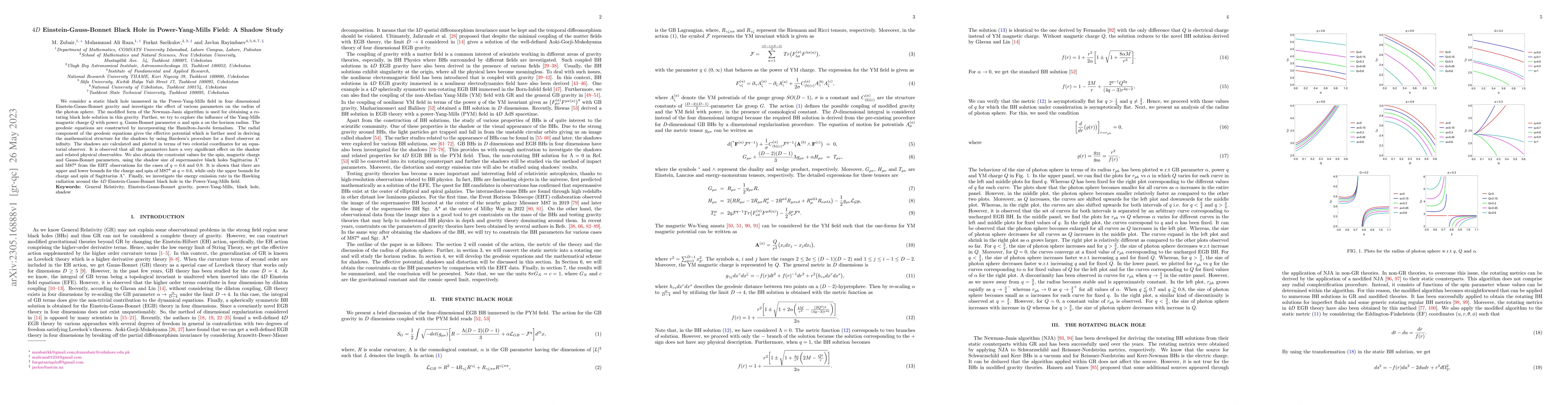 Thumbnail for $4D$ Einstein-Gauss-Bonnet Black Hole in Power-Yang-Mills Field: A
  Shadow Study