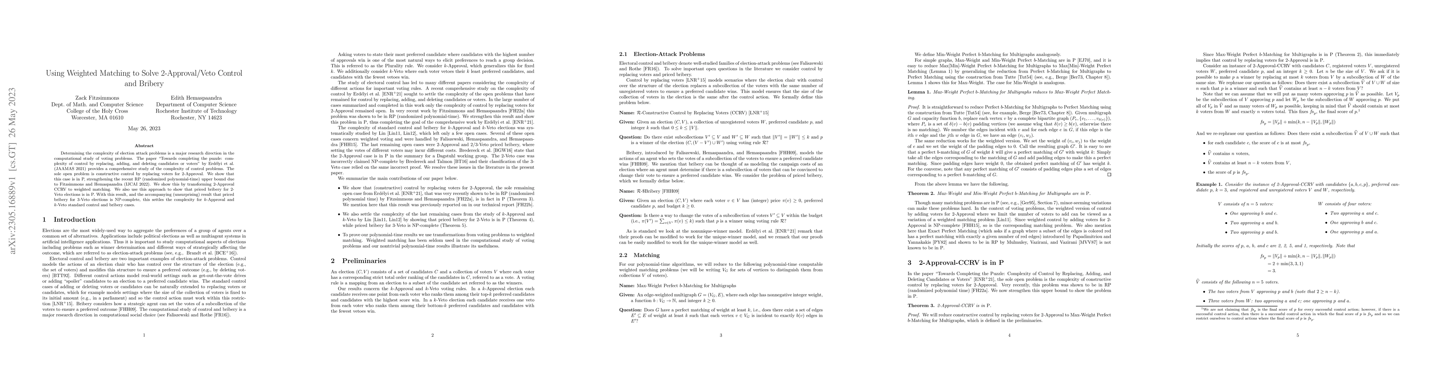Thumbnail for Using Weighted Matching to Solve 2-Approval/Veto Control and Bribery