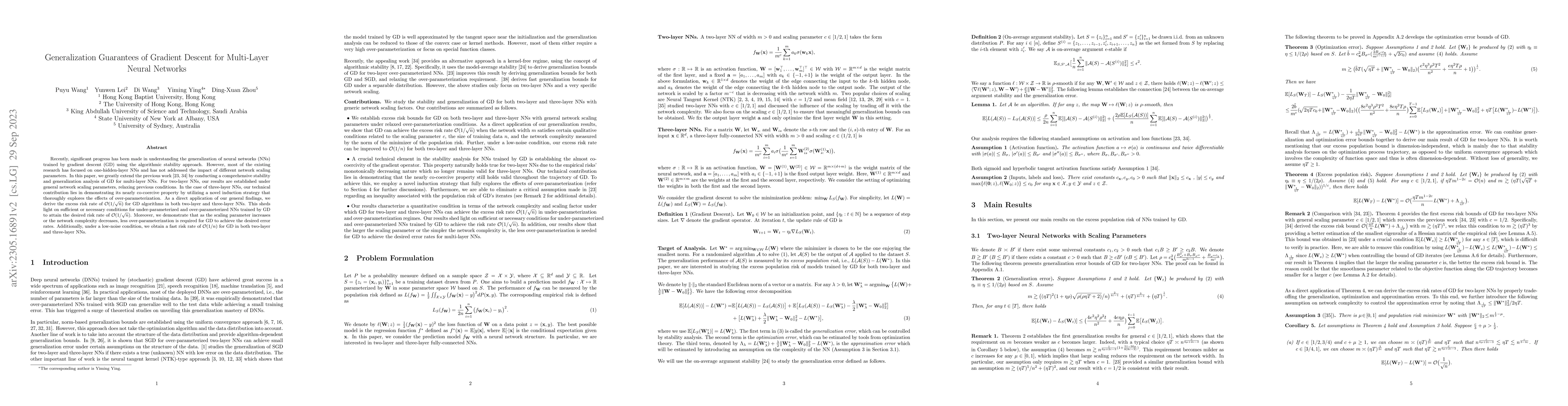 Thumbnail for Generalization Guarantees of Gradient Descent for Multi-Layer Neural
  Networks