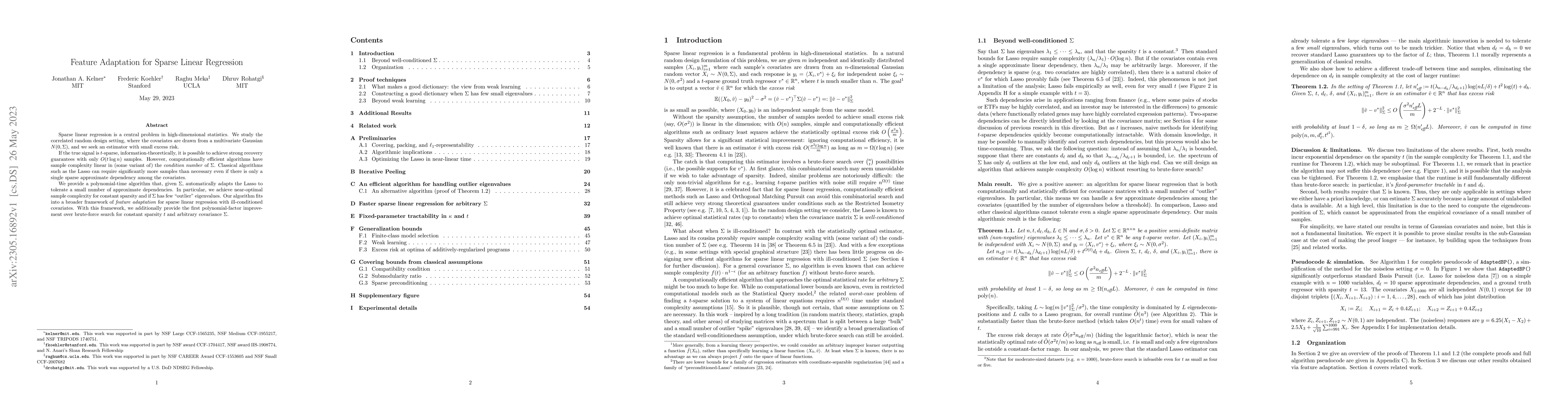 Thumbnail for Feature Adaptation for Sparse Linear Regression