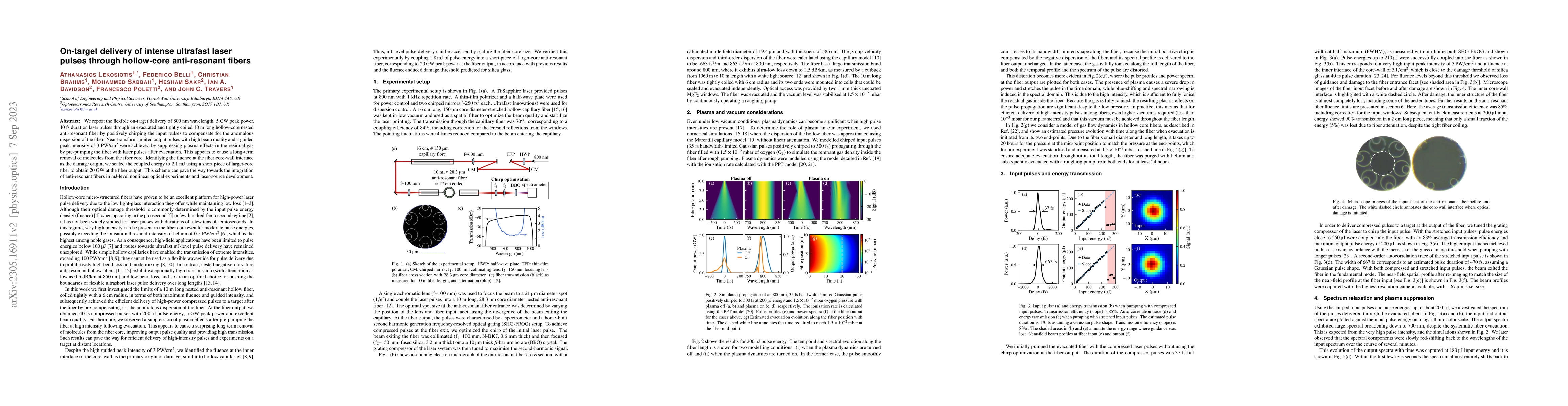 Thumbnail for On-target delivery of intense ultrafast laser pulses through hollow-core
  anti-resonant fibers
