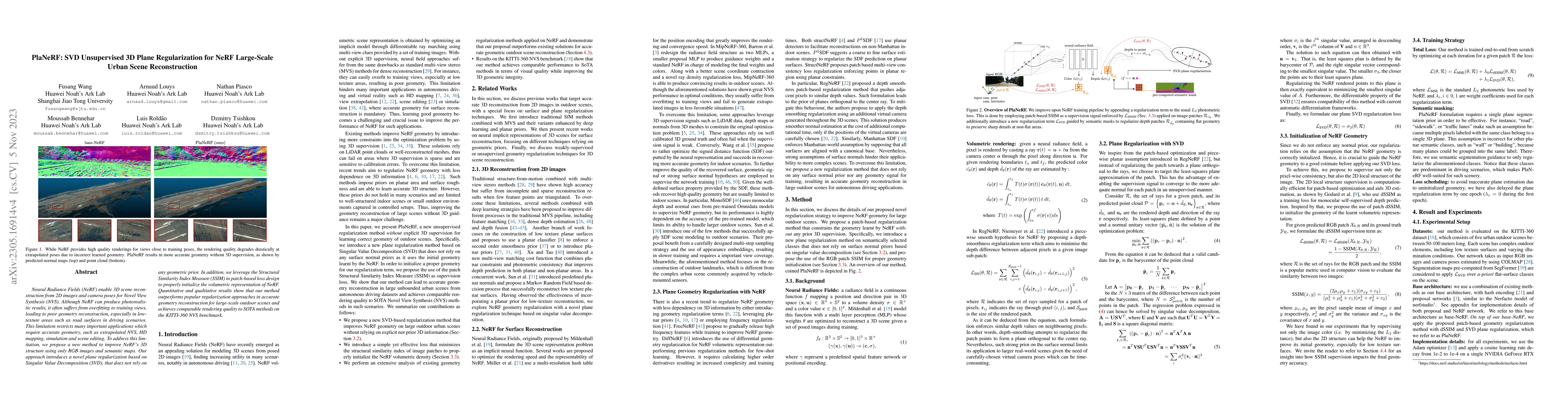 Thumbnail for PlaNeRF: SVD Unsupervised 3D Plane Regularization for NeRF Large-Scale
  Scene Reconstruction