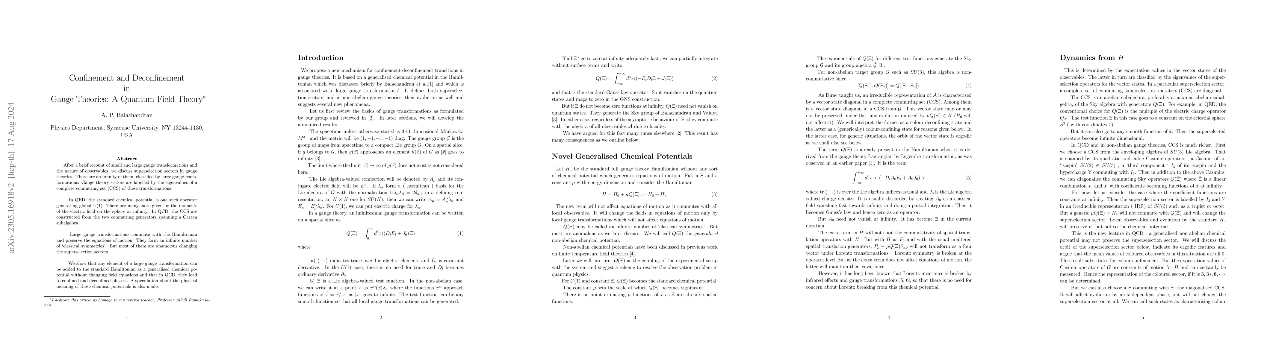 Thumbnail for Confinement and Deconfinement in Gauge Theories: A Quantum Field Theory