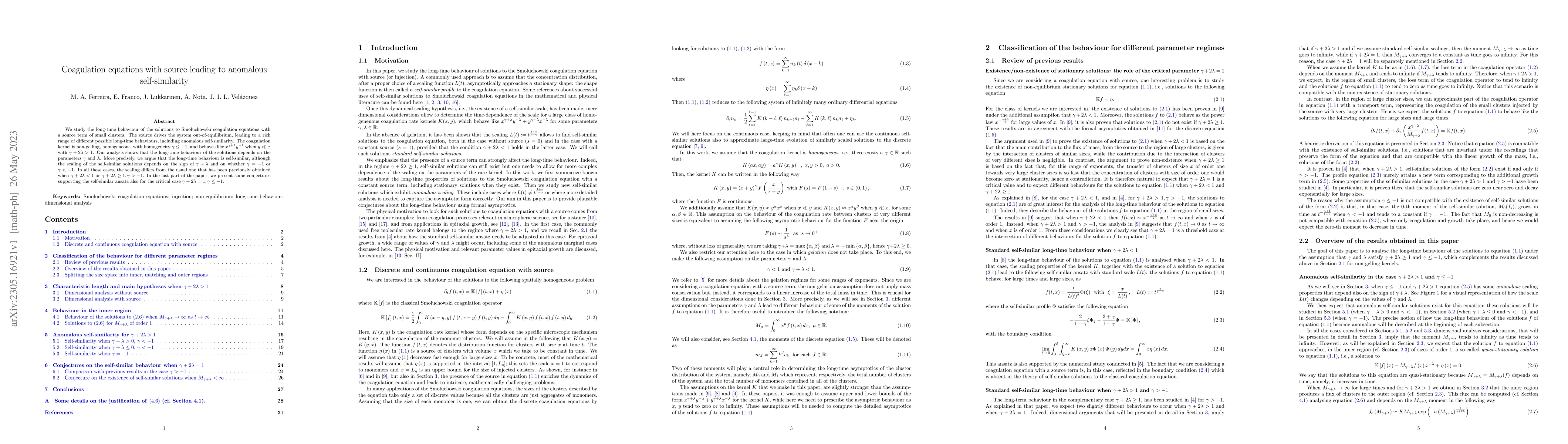 Thumbnail for Coagulation equations with source leading to anomalous self-similarity