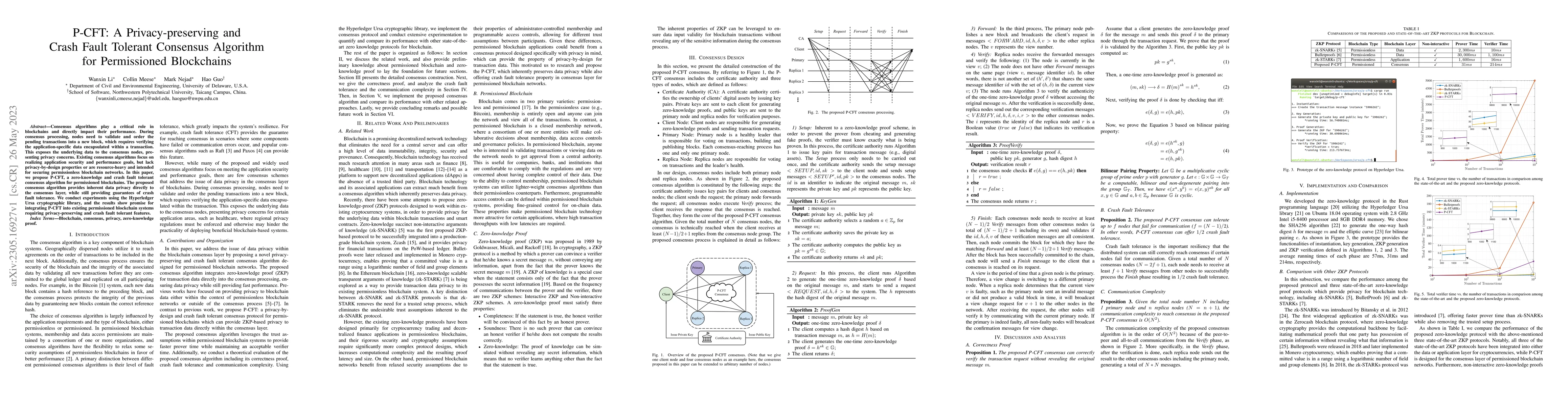 Thumbnail for P-CFT: A Privacy-preserving and Crash Fault Tolerant Consensus Algorithm
  for Permissioned Blockchains