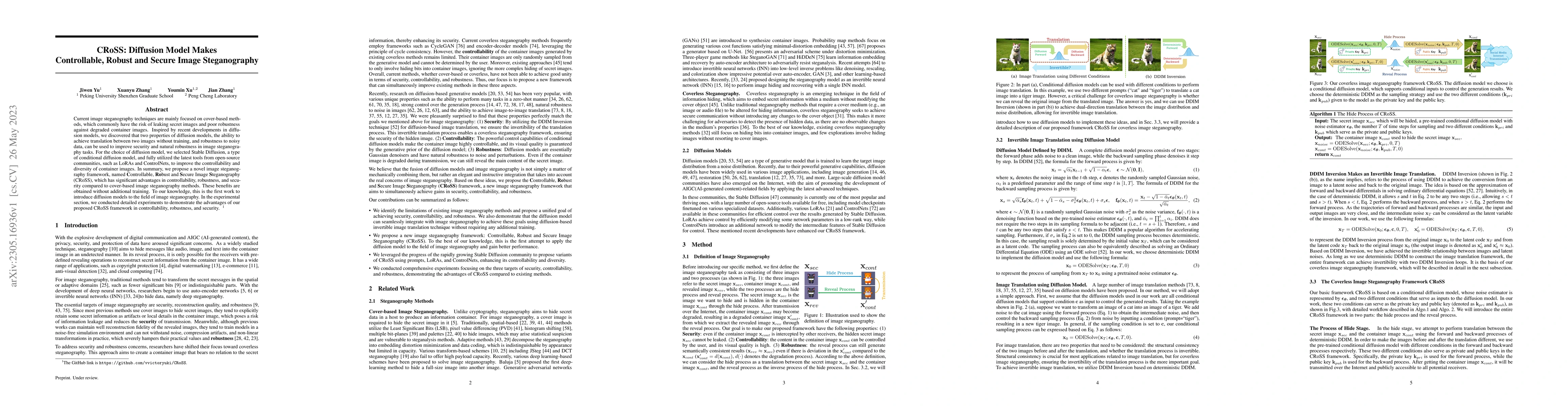 Thumbnail for CRoSS: Diffusion Model Makes Controllable, Robust and Secure Image
  Steganography