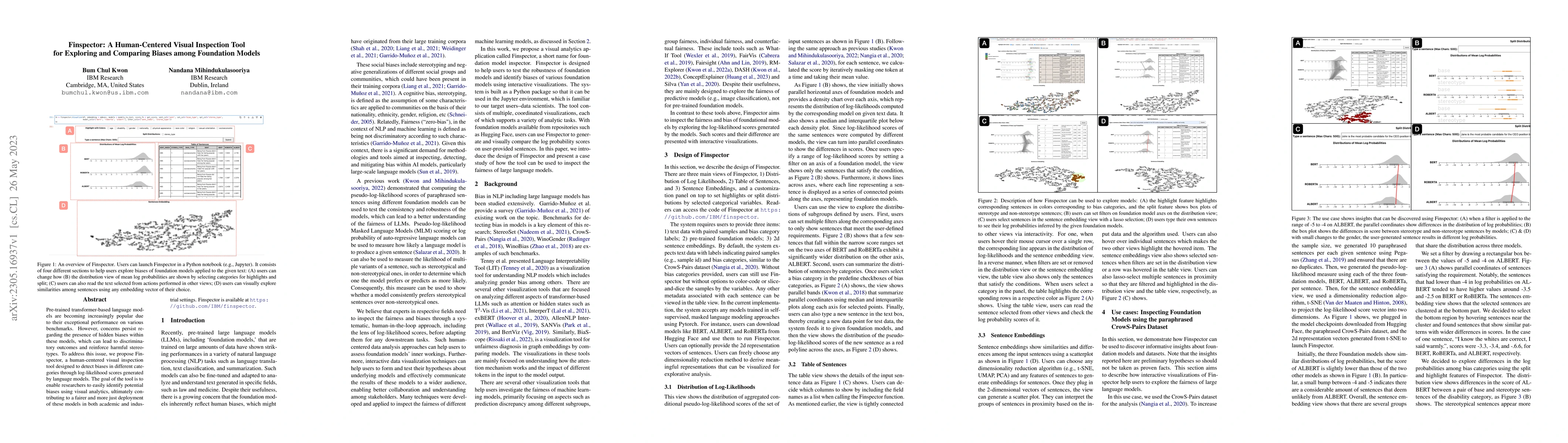 Thumbnail for Finspector: A Human-Centered Visual Inspection Tool for Exploring and
  Comparing Biases among Foundation Models
