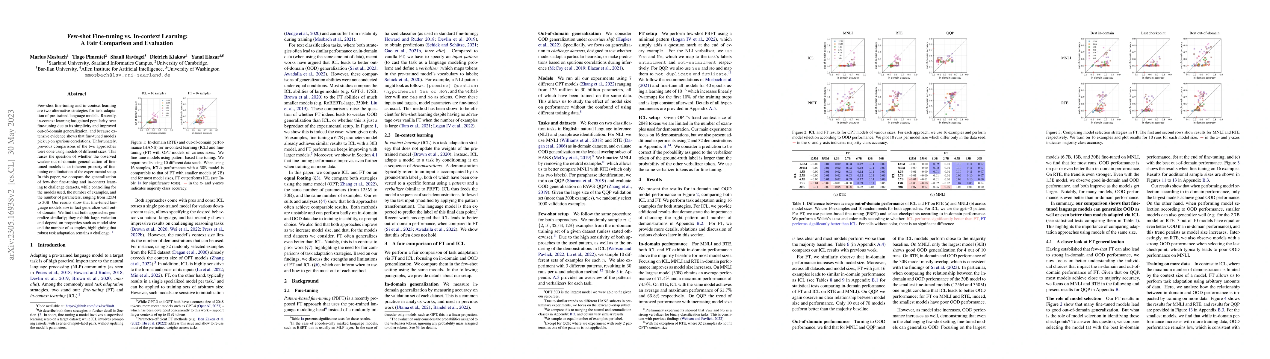 Thumbnail for Few-shot Fine-tuning vs. In-context Learning: A Fair Comparison and
  Evaluation