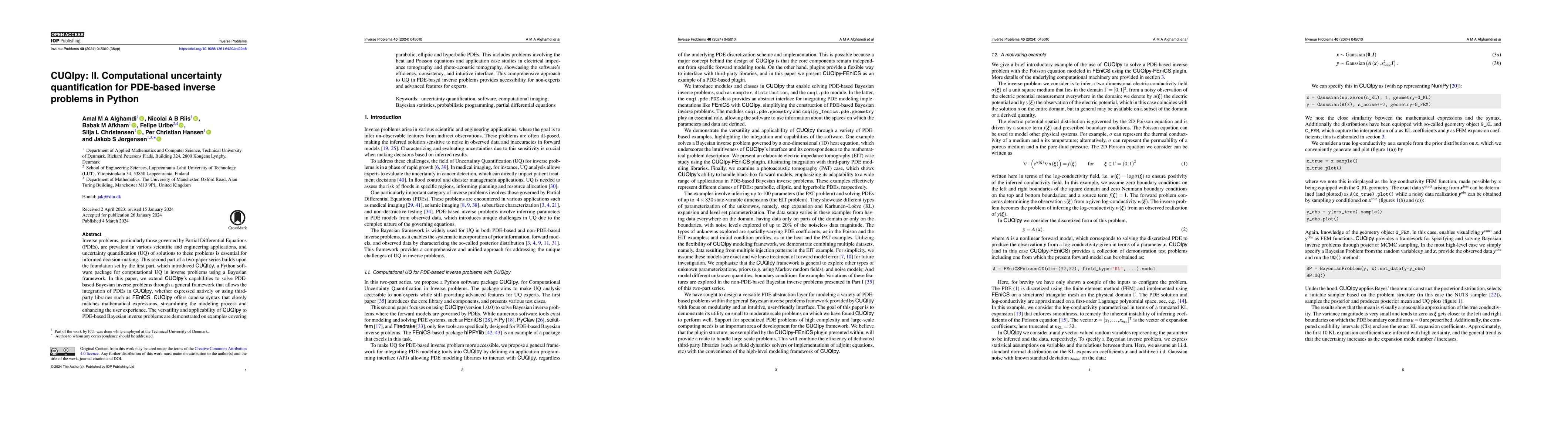 Thumbnail for CUQIpy: II. Computational uncertainty quantification for PDE-based
  inverse problems in Python