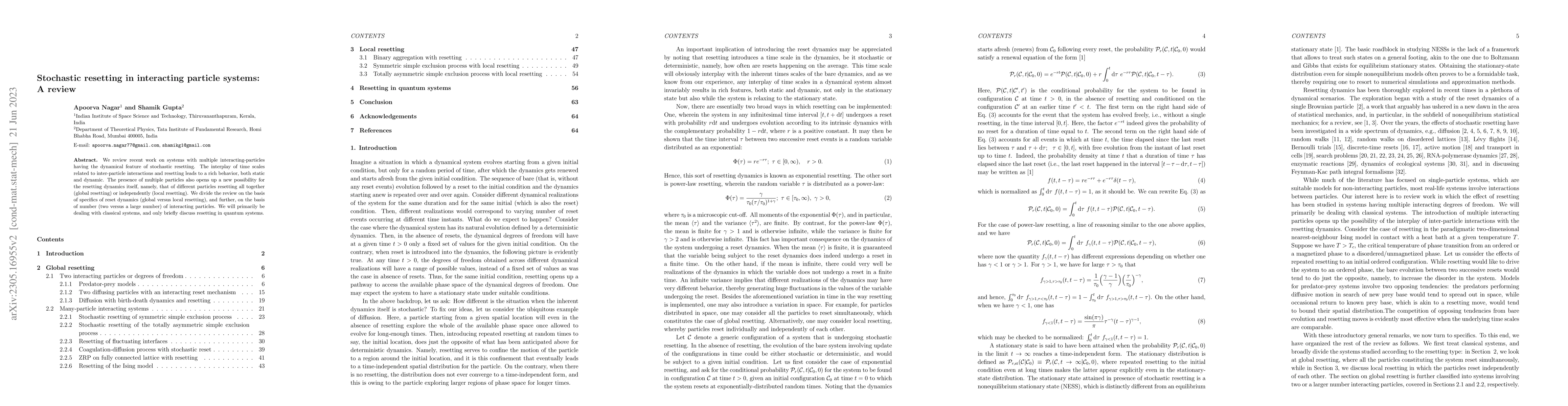 Thumbnail for Stochastic resetting in interacting particle systems: A review