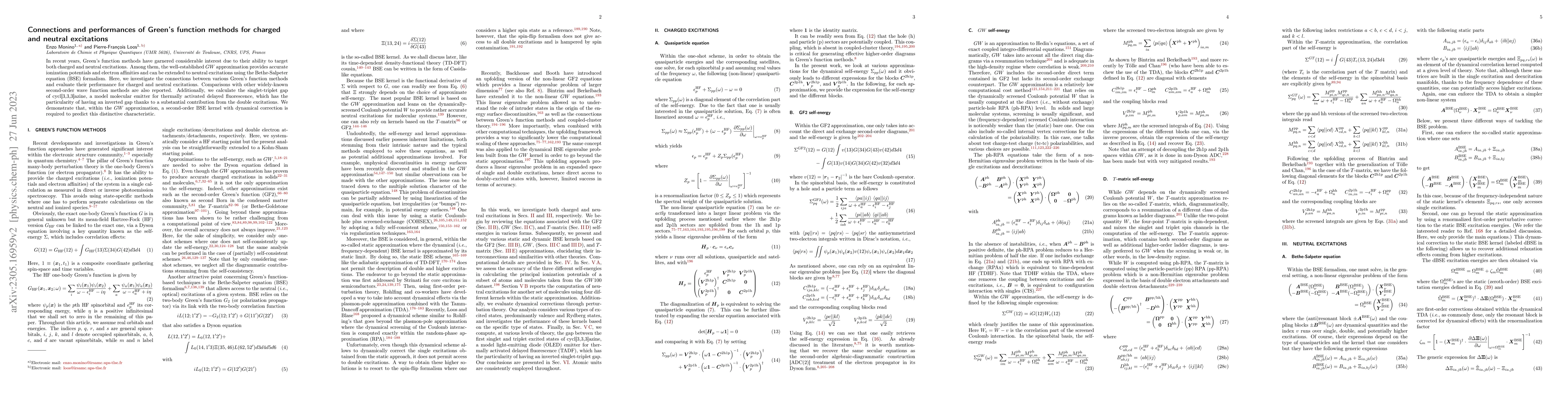 Thumbnail for Connections and performances of Green's function methods for charged and
  neutral excitations