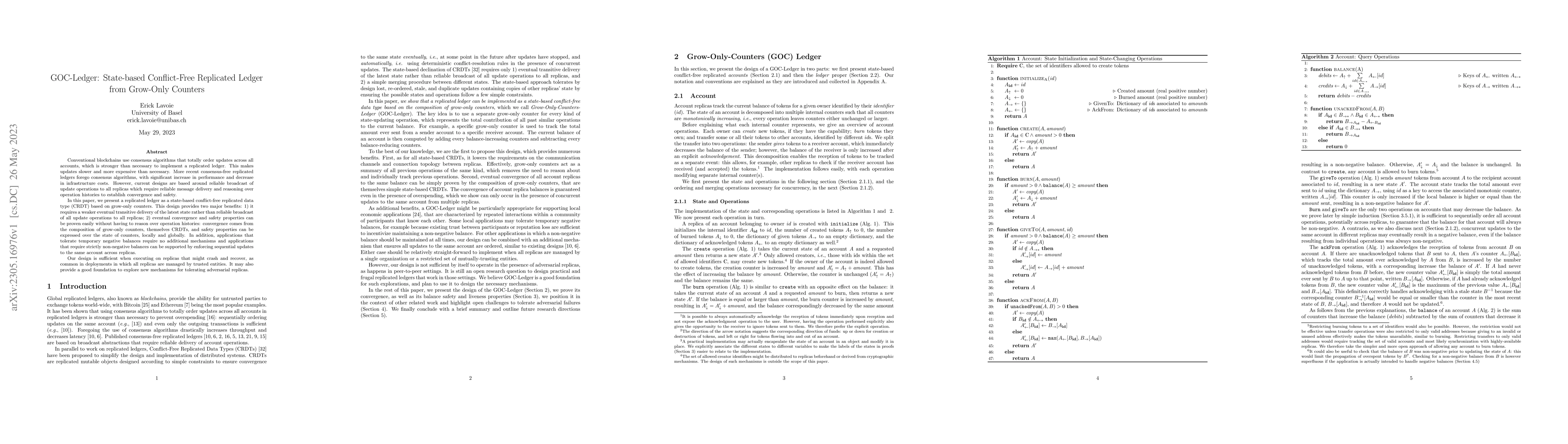 Thumbnail for GOC-Ledger: State-based Conflict-Free Replicated Ledger from Grow-Only
  Counters