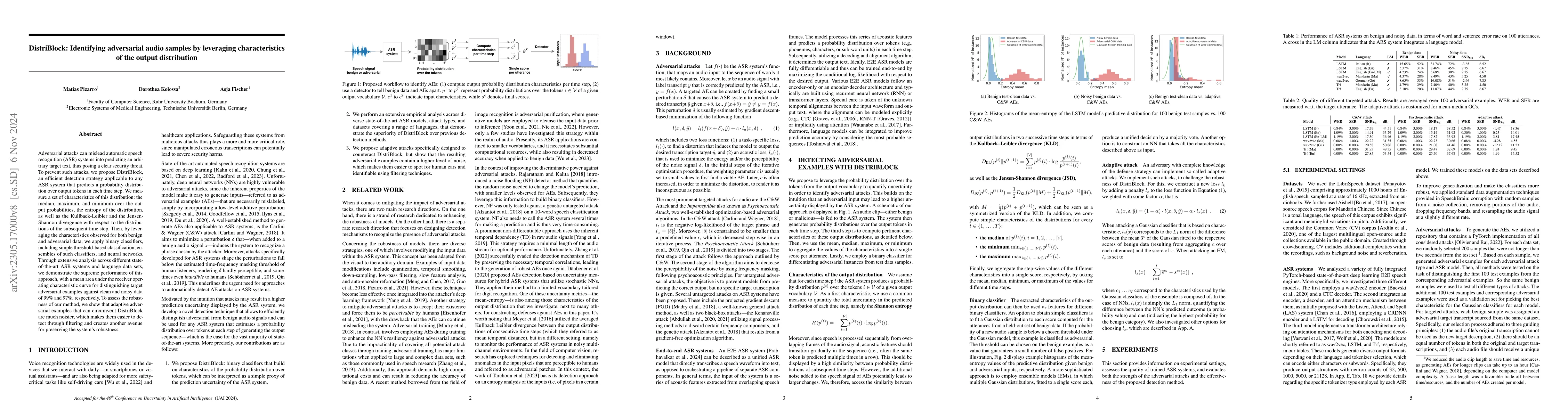 Thumbnail for DistriBlock: Identifying adversarial audio samples by leveraging
  characteristics of the output distribution