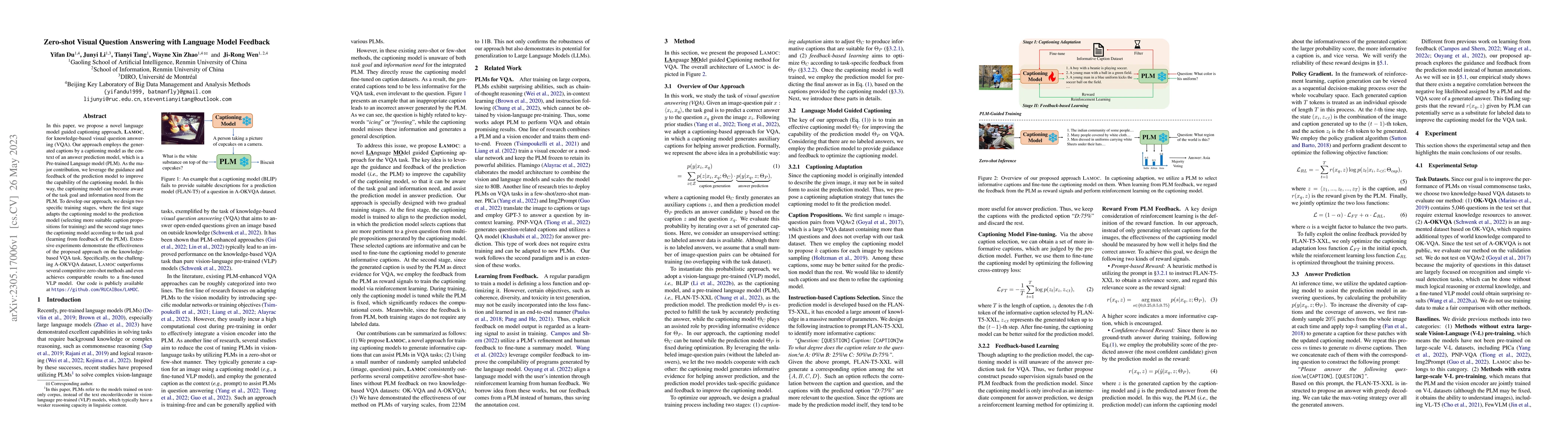 Thumbnail for Zero-shot Visual Question Answering with Language Model Feedback