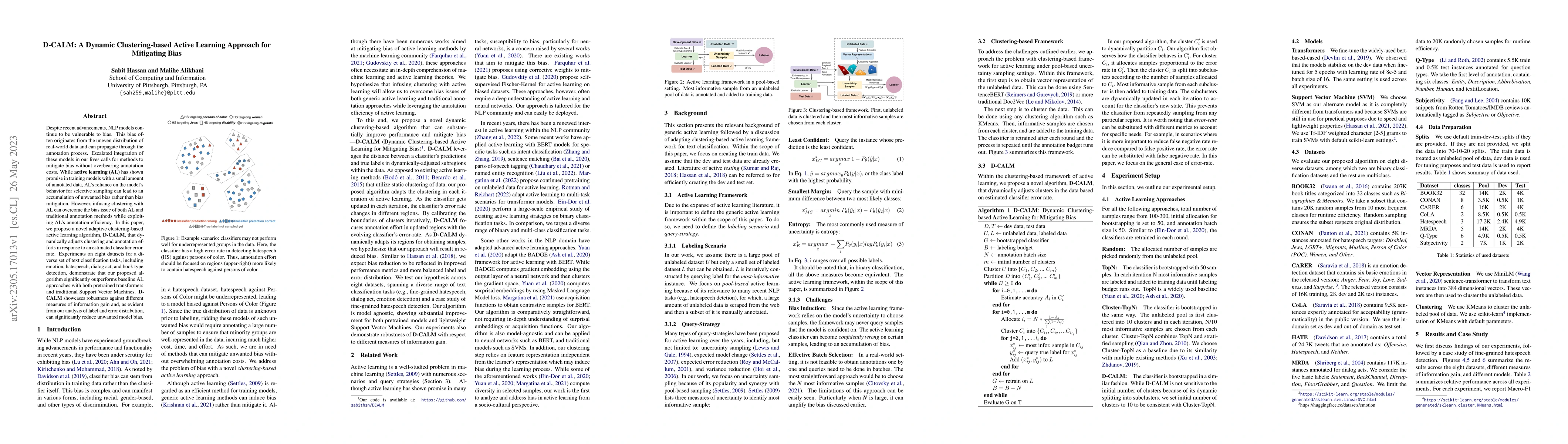 Thumbnail for D-CALM: A Dynamic Clustering-based Active Learning Approach for
  Mitigating Bias