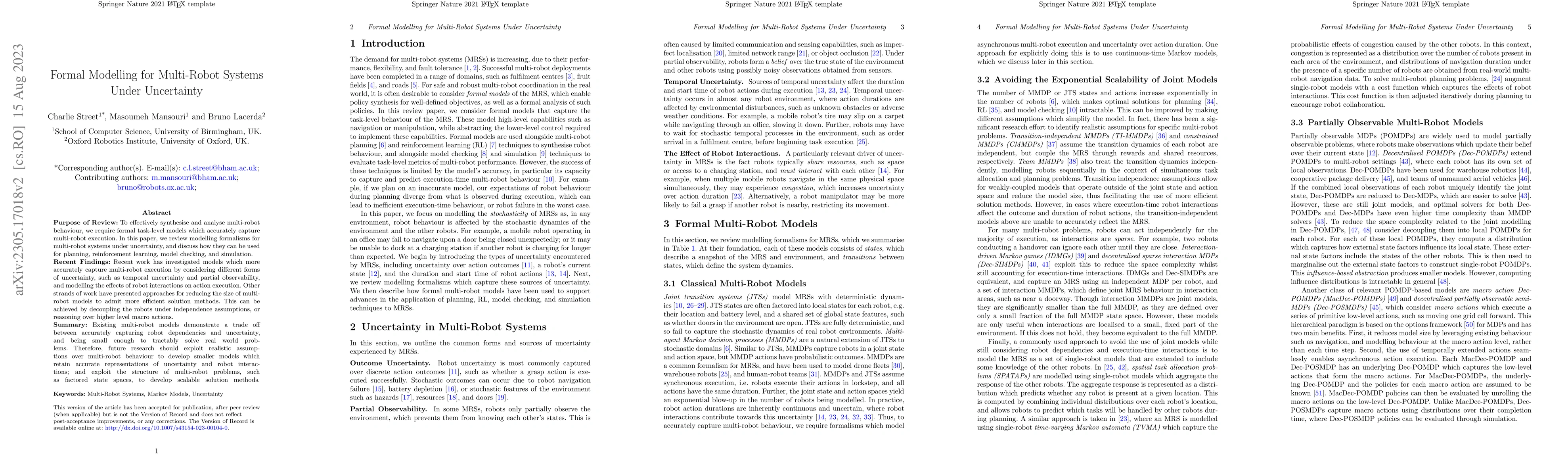 Thumbnail for Formal Modelling for Multi-Robot Systems Under Uncertainty