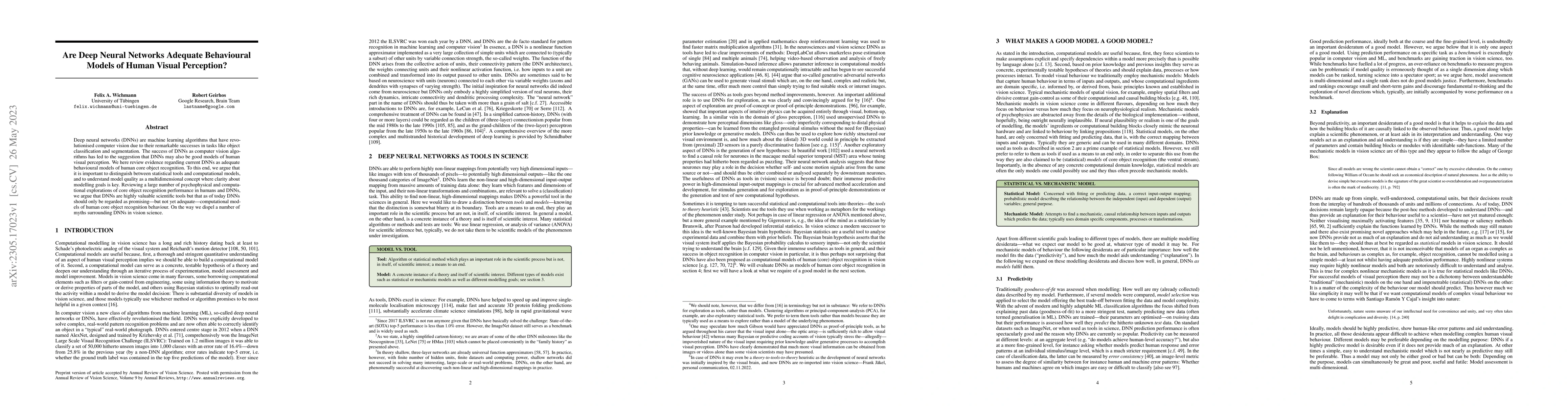 Thumbnail for Are Deep Neural Networks Adequate Behavioural Models of Human Visual
  Perception?