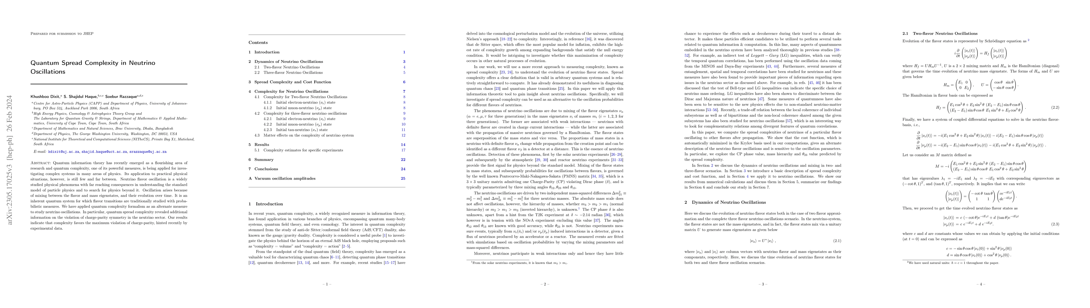 Thumbnail for Quantum Spread Complexity in Neutrino Oscillations