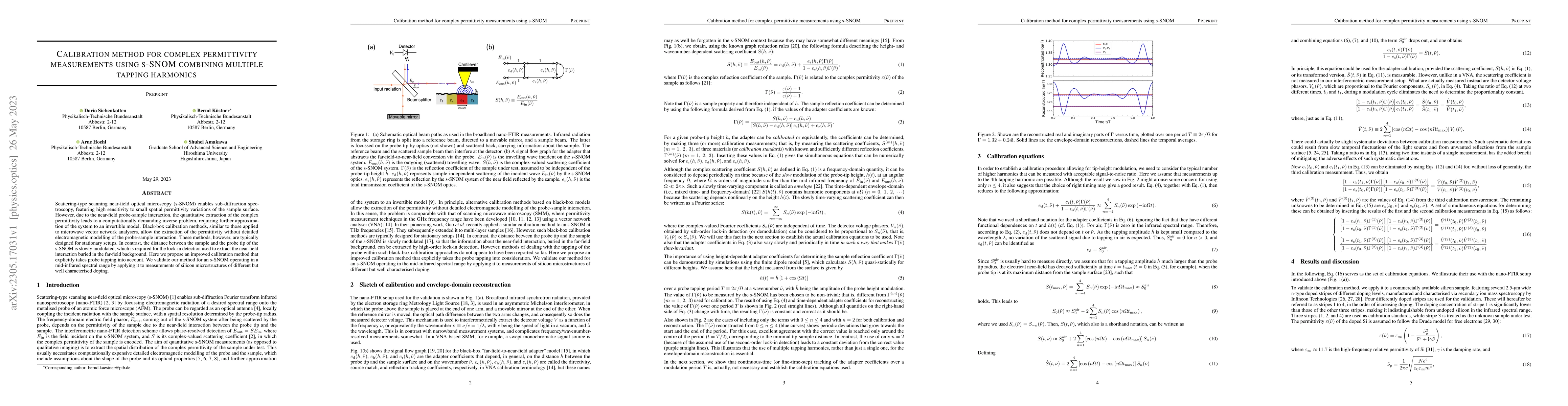 Thumbnail for Calibration method for complex permittivity measurements using s-SNOM
  combining multiple tapping harmonics