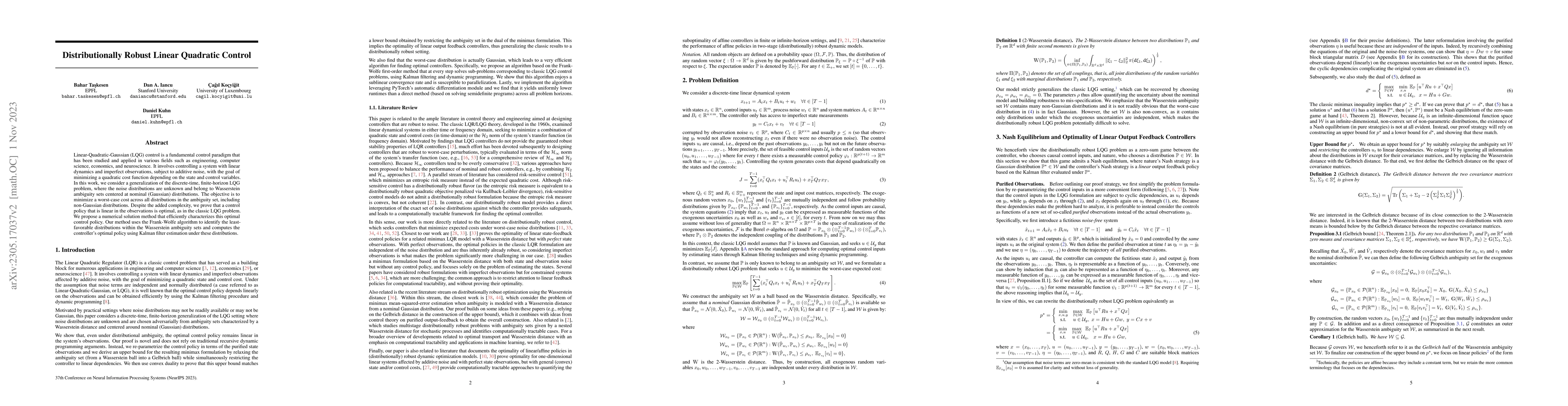 Thumbnail for Distributionally Robust Linear Quadratic Control