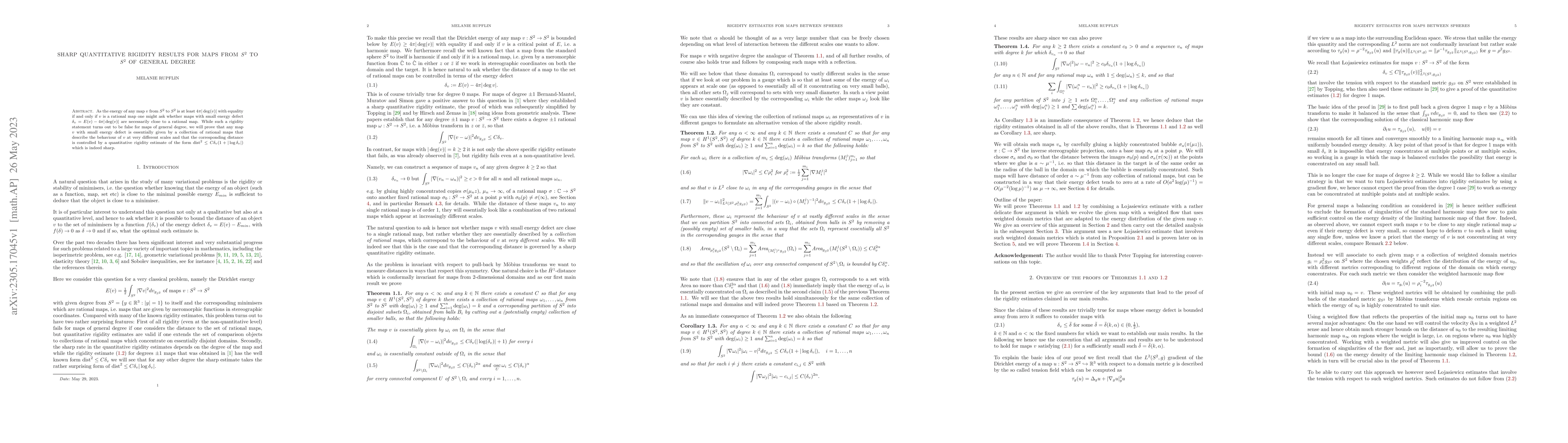 Thumbnail for Sharp quantitative rigidity results for maps from $S^2$ to $S^2$ of
  general degree