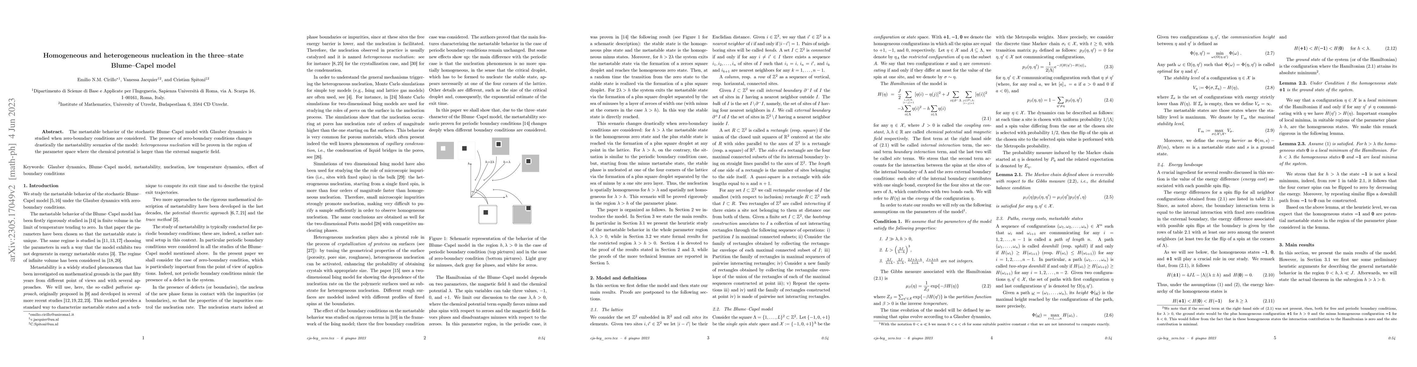 Thumbnail for Homogeneous and heterogeneous nucleation in the three--state
  Blume--Capel model