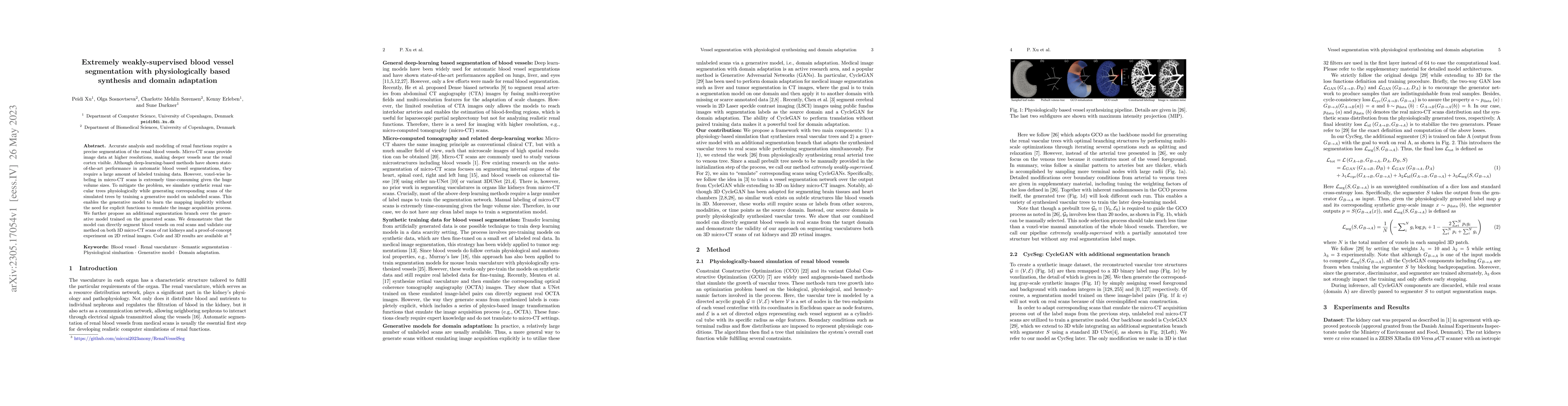Thumbnail for Extremely weakly-supervised blood vessel segmentation with
  physiologically based synthesis and domain adaptation