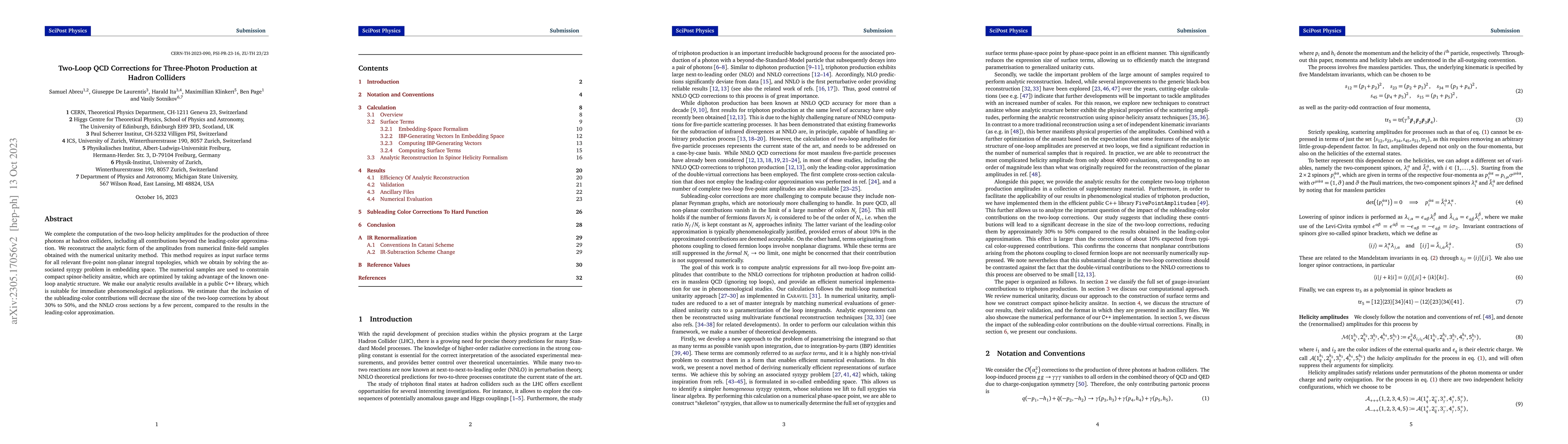 Thumbnail for Two-Loop QCD Corrections for Three-Photon Production at Hadron Colliders