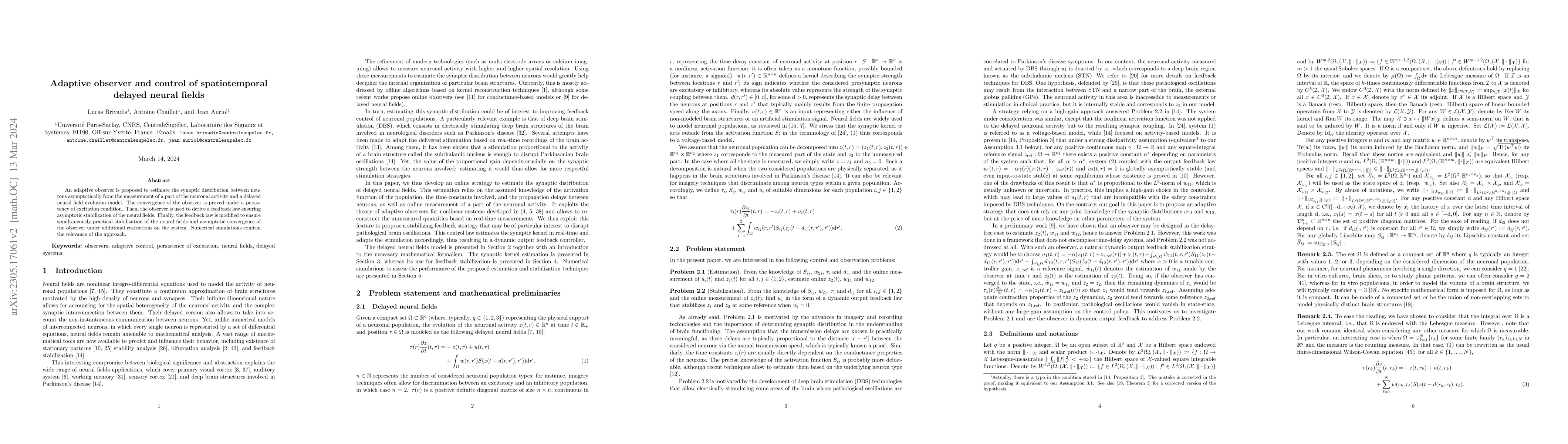 Thumbnail for Adaptive observer and control of spatiotemporal delayed neural fields