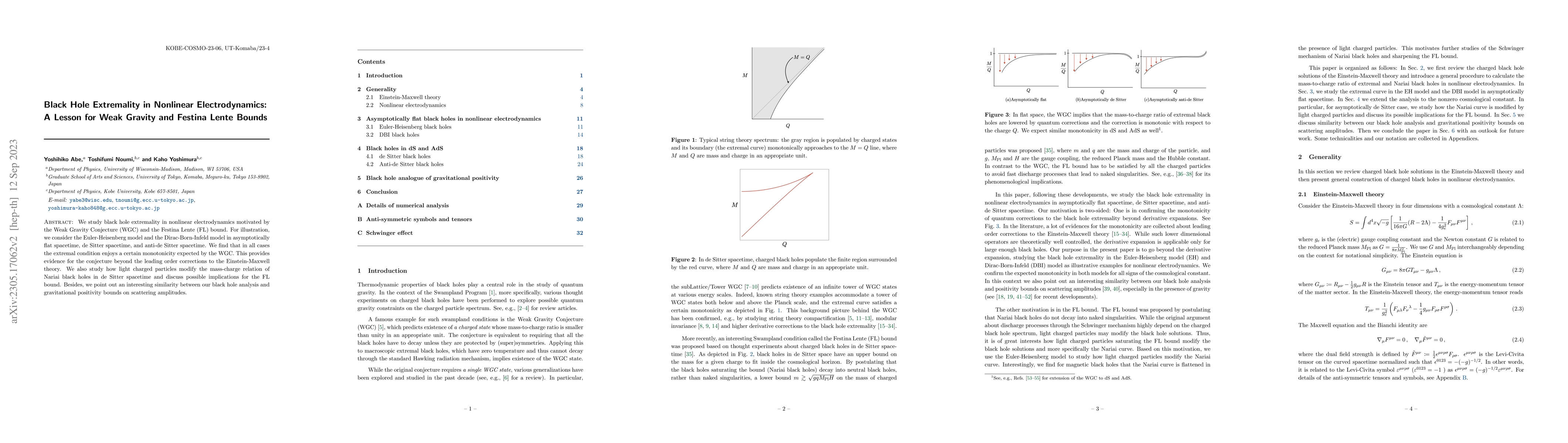 Thumbnail for Black Hole Extremality in Nonlinear Electrodynamics: A Lesson for Weak
  Gravity and Festina Lente Bounds