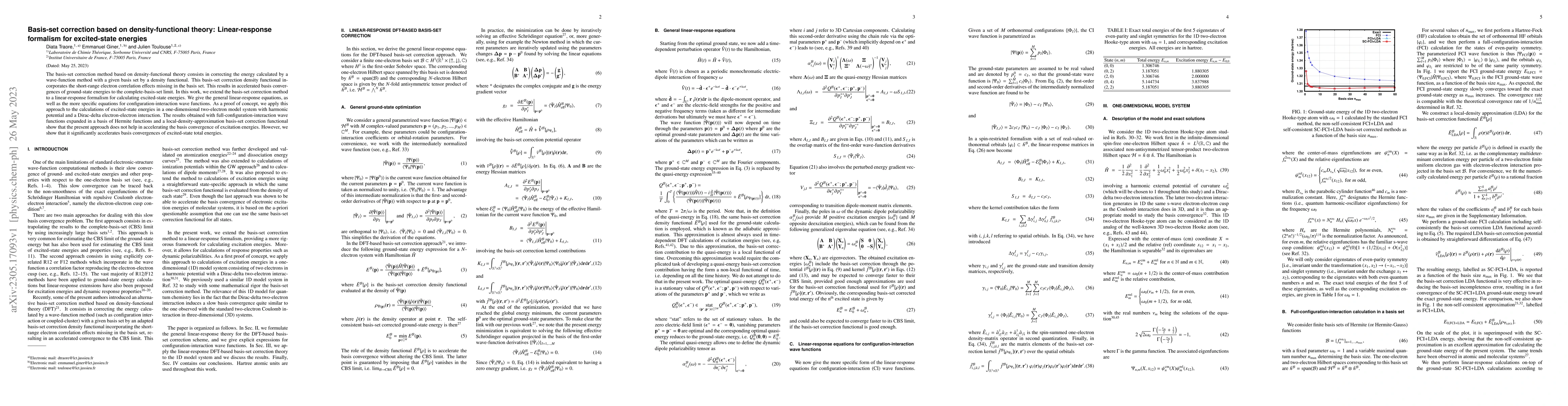 Thumbnail for Basis-set correction based on density-functional theory: Linear-response
  formalism for excited-state energies