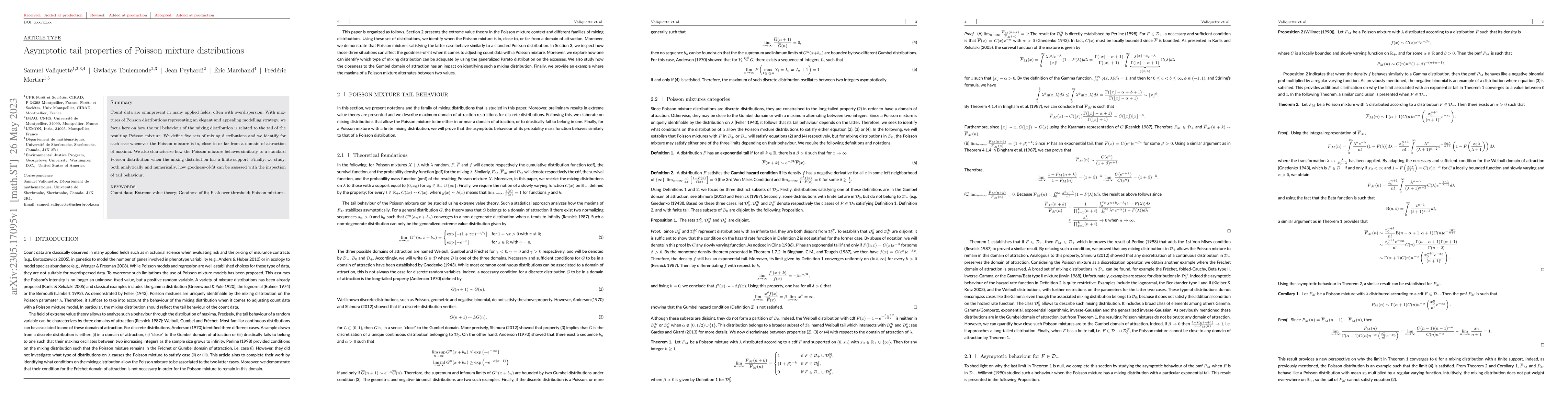 Thumbnail for Asymptotic tail properties of Poisson mixture distributions