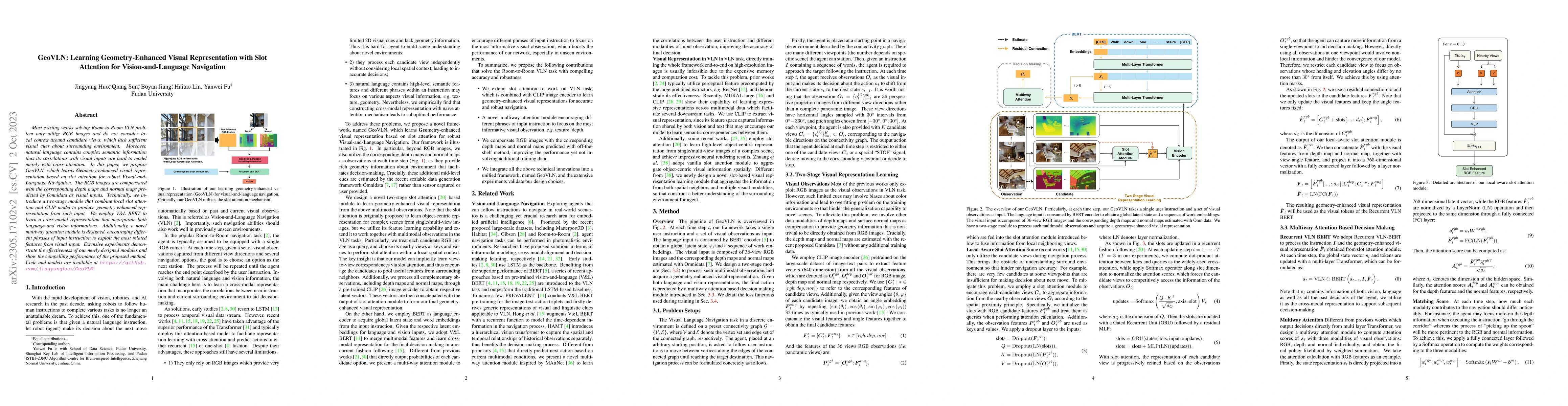 Thumbnail for GeoVLN: Learning Geometry-Enhanced Visual Representation with Slot
  Attention for Vision-and-Language Navigation