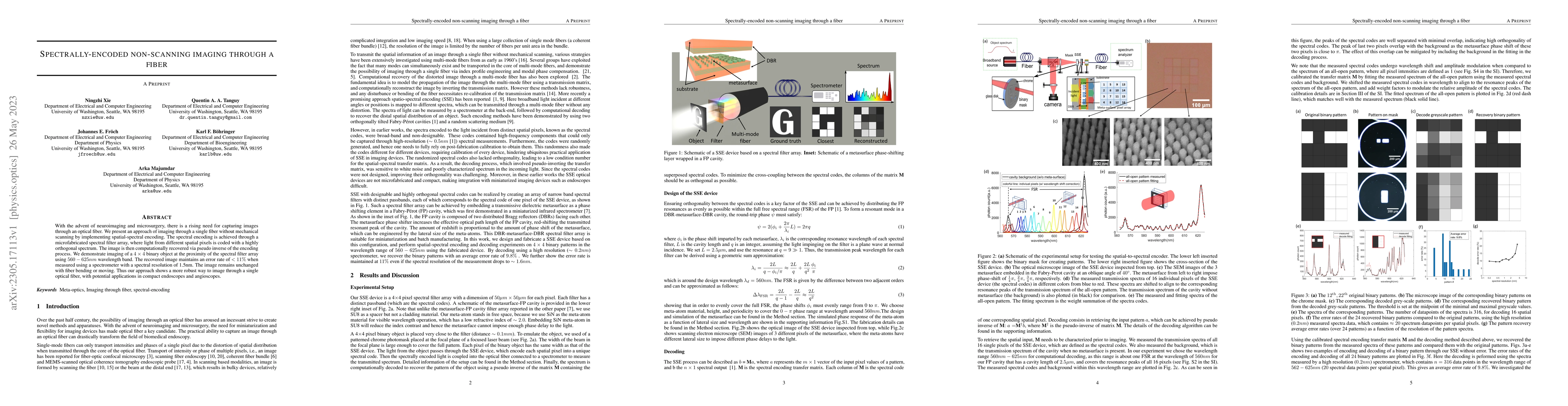 Thumbnail for Spectrally-encoded non-scanning imaging through a fiber