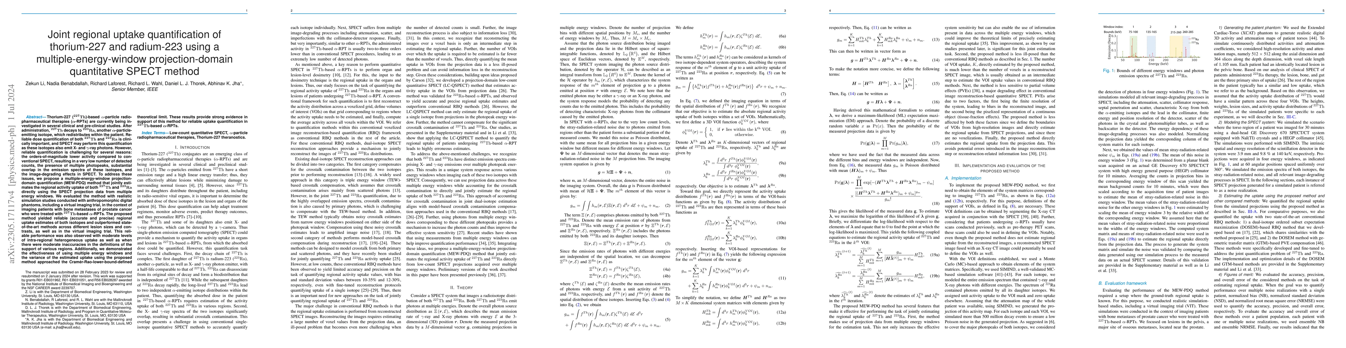 Thumbnail for Joint regional uptake quantification of Thorium-227 and Radium-223 using
  a multiple-energy-window projection-domain quantitative SPECT method