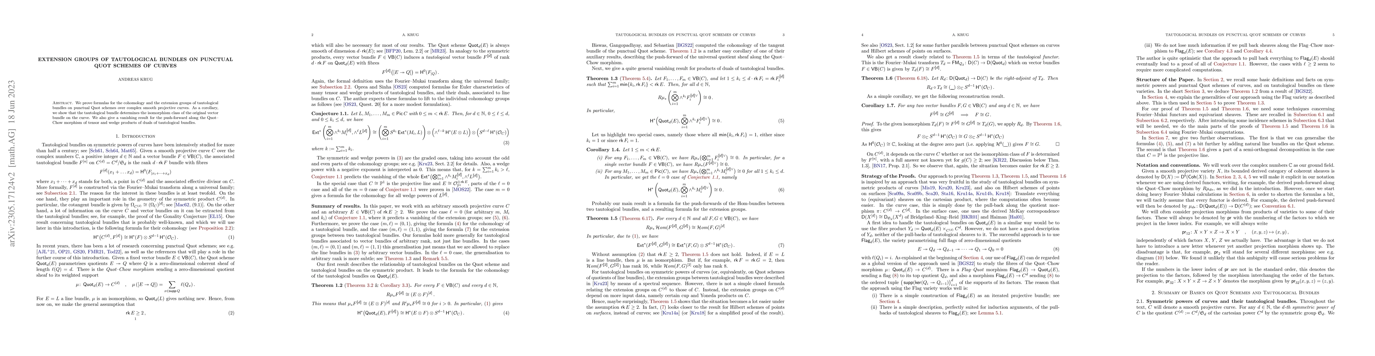 Thumbnail for Extension Groups of Tautological Bundles on Punctual Quot Schemes of
  Curves