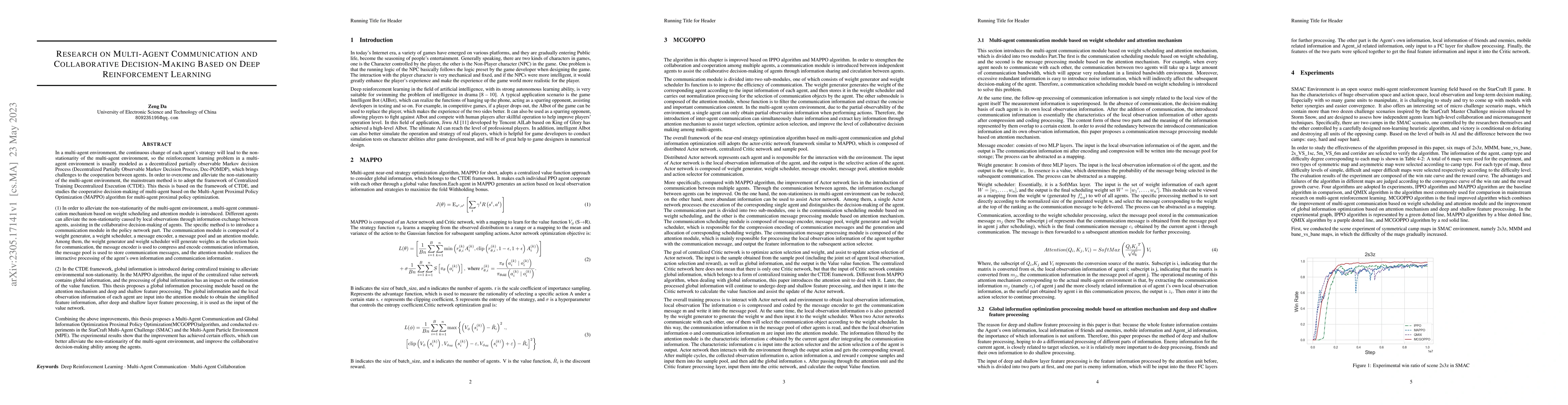 Thumbnail for Research on Multi-Agent Communication and Collaborative Decision-Making
  Based on Deep Reinforcement Learning