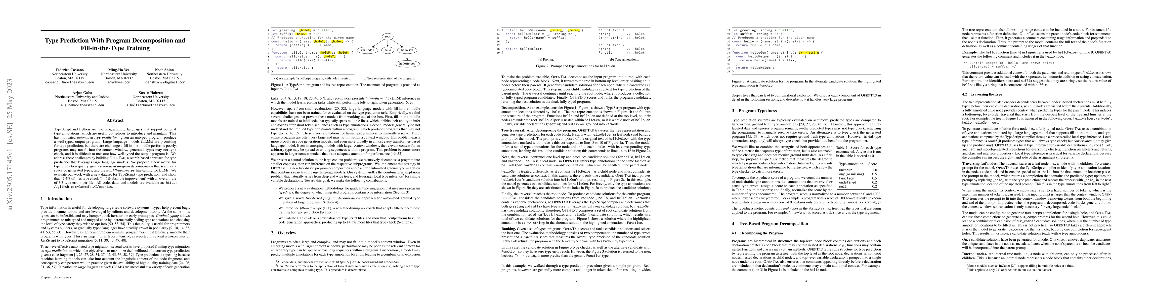 Thumbnail for Type Prediction With Program Decomposition and Fill-in-the-Type Training