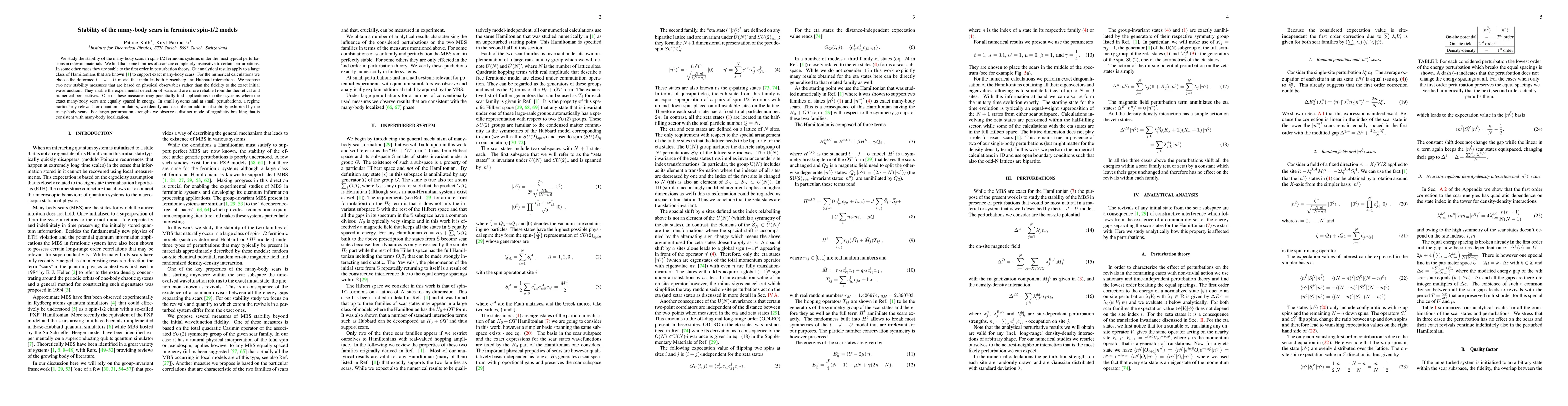 Thumbnail for Stability of the many-body scars in fermionic spin-1/2 models