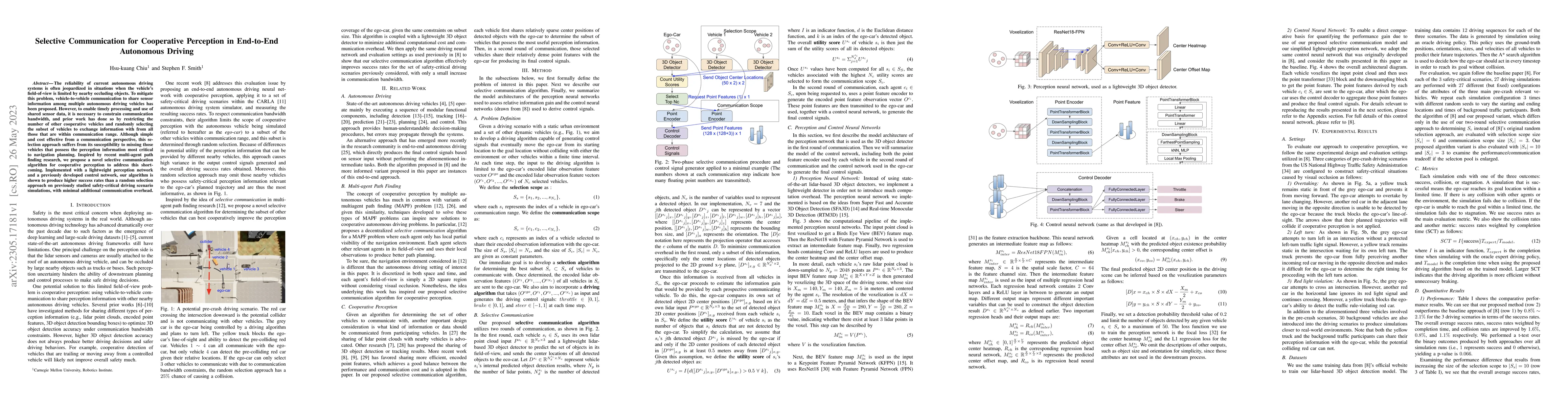 Thumbnail for Selective Communication for Cooperative Perception in End-to-End
  Autonomous Driving