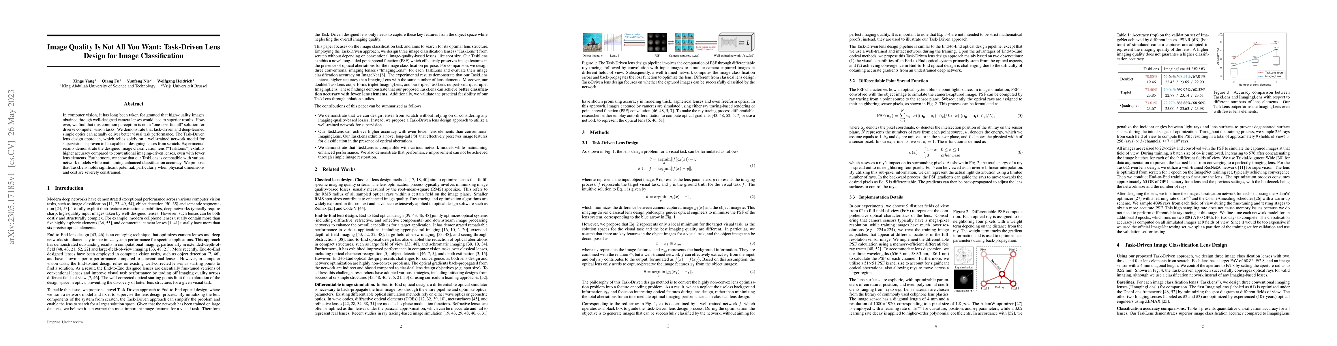 Thumbnail for Image Quality Is Not All You Want: Task-Driven Lens Design for Image
  Classification
