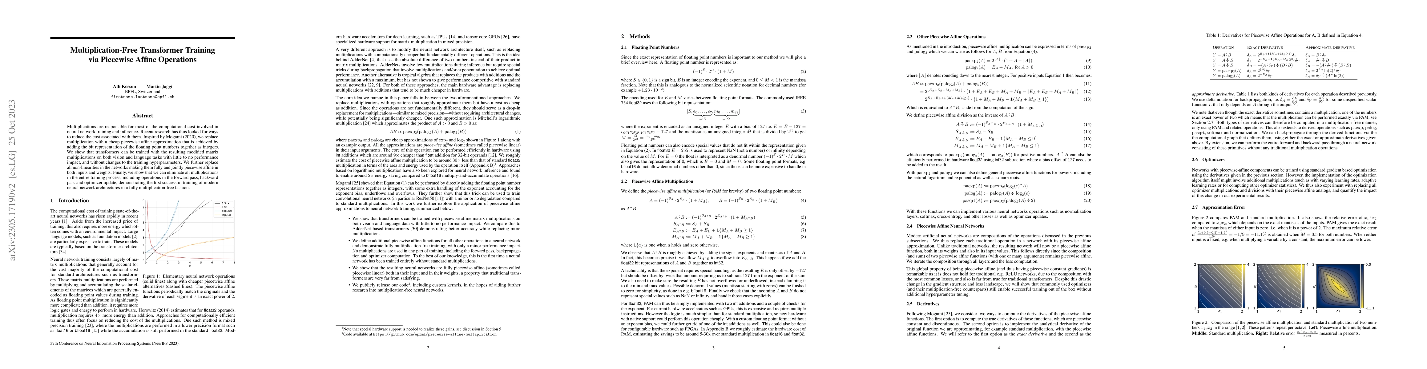 Thumbnail for Multiplication-Free Transformer Training via Piecewise Affine Operations