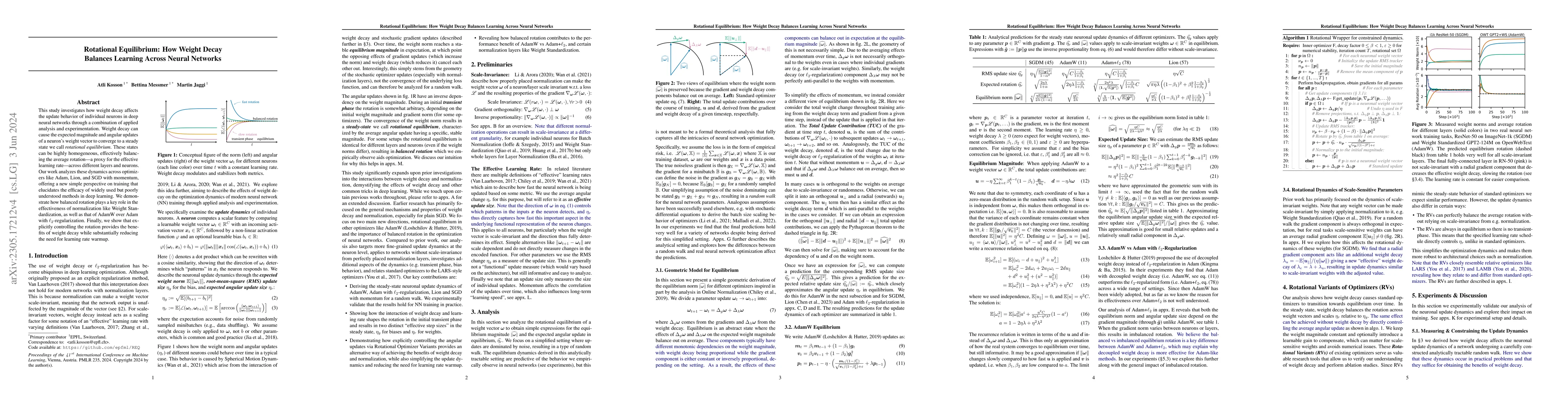 Thumbnail for Rotational Equilibrium: How Weight Decay Balances Learning Across Neural
  Networks