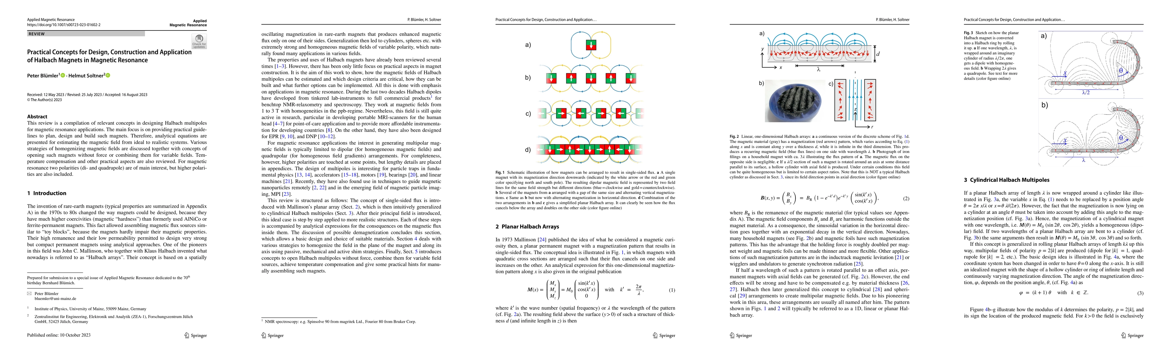 Thumbnail for Practical Concepts for Design, Construction and Application of Halbach
  Magnets in Magnetic Resonance